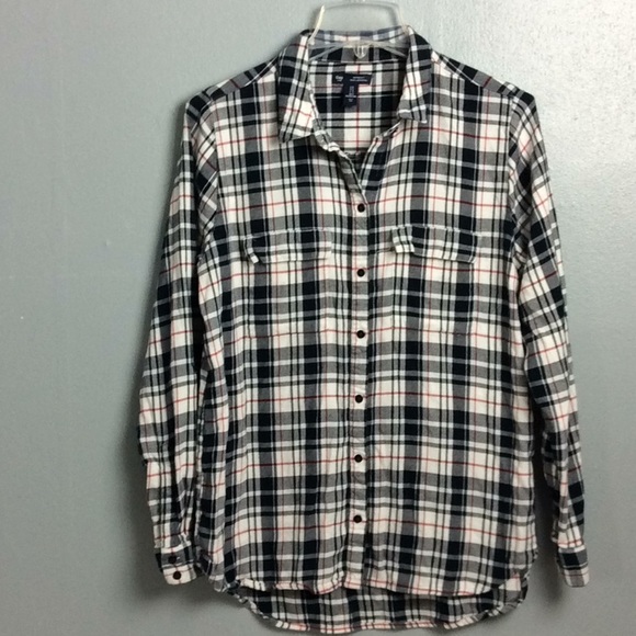 Gap Tops - Gap Boyfriend Fit Ladies Plaid Flannel Shirt Sz S
